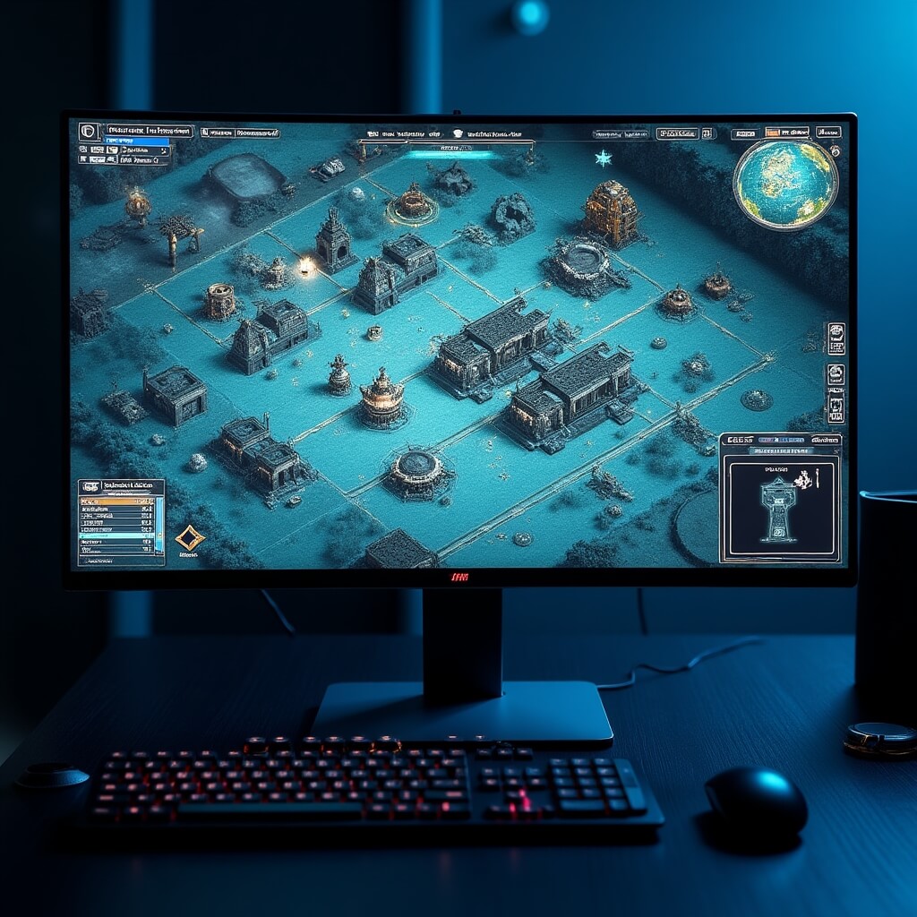 Real-time strategy game interface showing base building and unit management